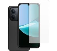 Made For Xiaomi – Coque arrière semi-rigide + verre trempé pour Redmi 15c Noir/Transparent