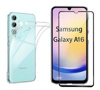 Pack coque transparente en TPU et protection ¿cran complet vitre full cover noir en verre tremp¿ pour Samsung Galaxy A16 4G / Galaxy A16 5G - XEPTIO