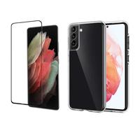 Pack coque transparente en TPU et protection ¿cran complet vitre full cover noir en verre tremp¿ pour Samsung Galaxy S24 FE 5G - XEPTIO