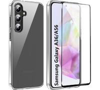 Pack coque transparente en TPU et protection écran complet vitre full cover noir en verre trempé pour Samsung Galaxy A36 5G - XEPTIO