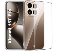 Pack coque transparente en TPU et protection écran complet vitre full cover noir en verre trempé pour Xiaomi 15T / 15T Pro 5G -