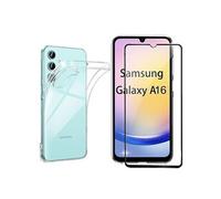 Pack coque transparente en TPU et protection écran complet vitre full cover noir en verre trempé pour Samsung Galaxy A16 4G / Galaxy A16 5G -