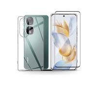 Pack coque transparente en TPU et protection écran complet vitre full cover noir en verre trempé pour Honor 90 Smart 5G -