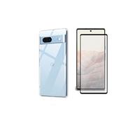 Pack coque transparente en TPU et protection écran complet vitre full cover noir en verre trempé pour Google Pixel 8a 5G -