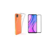 Pack coque transparente en TPU et Protection écran vitre en verre trempé FULL cover noir pour Xiaomi Redmi 9C / Redmi 9C NFC 4G - pochette XEPTIO - Neuf