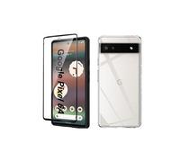 Pack coque transparente en TPU et vitre en verre trempé FULL cover noir pour Google Pixel 6A 5G -
