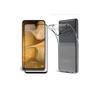Pack coque transparente en TPU et vitre en verre trempé FULL cover noir pour Samsung Galaxy A02s 4G -