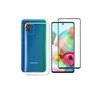 Pack coque transparente en TPU et vitre en verre trempé FULL cover noir pour Samsung Galaxy A52 4G / A52 5G / A52s -