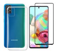 Pack coque transparente en TPU et vitre protection écran en verre trempé FULL cover noir pour Samsung Galaxy A52 4G / A52 5G / A52s - XEPTIO
