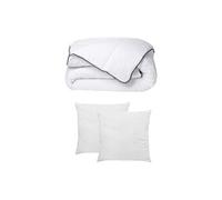 Pack Couette toucher soie 200 x 200 cm + 2 oreillers 60 x 60 cm - Blanc - BIESYA