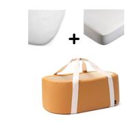 Pack couffin Kuko Camel + alèse et drap housse blanc