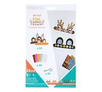 Pack de 10 Couronnes à Métaliser + Feuilles de Foil + Elastiques - 17x22cm - Thème Animaux - Coloris Assortis - Sodertex Multicolore