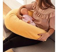 Pack Coussin de Maternité Évolutif 3 en 1 - Coussin d'Allaitement + Housse Tissu Doudou Jaune + Charlotte (Pouf Enfant) - XXL 170cm - Idéal Grossesse & Allaitement - Déhoussable - Certifié Oeko-Tex