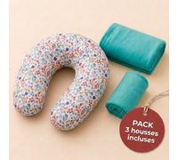 Pack Coussin De Maternité Xxl - 2 Housses (bleue & Velours) + Charlotte - Grossesse Et Allaitement Bleu TU
