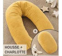 Pack Coussin de Maternité XXL - Housse Jaune Ultra-Douce - 3 en 1 | Idéal Grossesse, Allaitement et Pouf pour Enfant