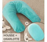 Pack Coussin de Maternité XXL - Housse Menthe Ultra-Douce - 3 en 1 | Idéal Grossesse, Allaitement et Pouf pour Enfant