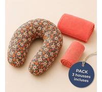 Pack Coussin De Maternité Xxl - Housses (corail & Velours) + Charlotte - Grossesse Et Allaitement Rose TU