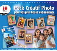 Micro Application - Papier Créatif Photo - Format 10x15 - Grammage 200 g/m² - 50 feuilles - Pack avec 10 Cadres Photo Kraft - Pinces et Cordes Intégrées