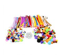 Pack creatif sodertex de 900 pcs avec pompons normaux et tricolores, chenilles et yeux mobiles coloris assortis