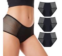 Pack Culottes Shorty Menstruelles Dentelle Taille S - Sous Vêtement Femmes Noir, Culotte Regle Lavable Anti Fuite - Confort Hygiénique, Protection Absorbante Sans Couture - Flux Moyens Feel Natural