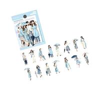 Pack d ’ autocollants de personnages PET pour planificateurs, D | Autocollant décoratif pour les planches de scrapbooking, les planificateurs, les collages de cartes postales et les
