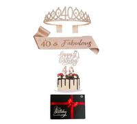Bday® Kit Anniversaire 40 Ans Femme | Echarpe Miss Rose Doré | Diadème Couronne avec Strass | Bougies Chiffre 40 | Accessoire Fête Inoubliable | Décoration Anniversaires Fille | OriginalCorner®