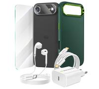 Pack d'accessoires - MAYAXESS - iPhone 17 Air - Coque verte MagSafe - Chargeur rapide 20W - Écouteurs USB-C