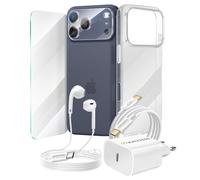 Pack d'accessoires - MAYAXESS - iPhone 17 Pro - Coque transparente - Chargeur rapide - Écouteurs USB-C