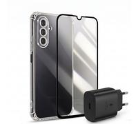 Pack d'Accessoires pour Galaxy A17 Coque avec Verre et Chargeur USB-C 25W Samsung Transparent