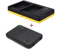 Pack d'alimentation duo deluxe : chargeur double + powerbank 5000mAh pour 2 batteries Panasonic DMW-BLC12