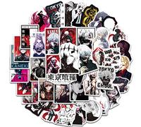 Pack d'autocollants Anime Tokyo Ghoul 50 pièces, autocollant en vinyle pour bouteilles d'eau ordinateur portable Skateboard Notebook, cadeau pour adultes enfants adolescents