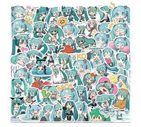 Pack D'Autocollants Hatsune Miku,65 Pièces,Coque De Téléphone Étanche,Papeterie De Journal De Dessin Animé,Emballage Kawaii,Peau D'Ordinateur Portable Mignonne.50Pcs.