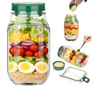 Pack de 1 bocal à salade avec ouverture latérale, contenant portable pour salade avec compartiment étanche, design à couches verticales, saladier pour le déjeuner, adapté pour la maison