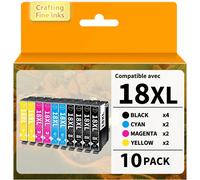 Pack de 10 18XL Cartouche d'encre pour Epson 18XL pour Expression Home XP-205 XP-305 XP-322 XP-405 XP-425 XP-415 XP-315 XP-212