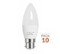 Pack de 10 - Ampoule LED B22 6W 220V C37 180° - Blanc Neutre 4000K - 5500K