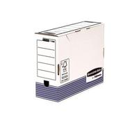 Fellowes Boîte d'archives Bankers Box System Dos 10 cm Montage automatique Carton recyclé Blanc/Bleu