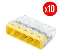 Pack de 10 bornes de connexion rapide à levier WAGO 5 entrées fil rigide - S2273