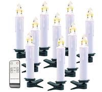 Pack de 10 bougies à LED sans fil avec télécommande - Blanc [Lunartec]