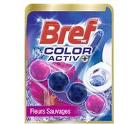 Bref WC Color Activ+ Fleurs Sauvages - 4 elements actifs - Formule Anti-Calcaire - Anti-Saleté - Extra Fraicheur - Produit Nettoyant WC - Eau Bleue + Stop Odeurs - 10 Blocs WC -10 x 50g