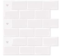 Pack de 10, carrelage autocollant blanc, crédence adhésive cuisine salle de bain, stickers muraux adhésifs 3D, 30x30 cm
