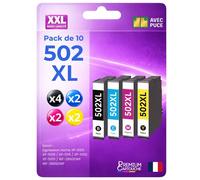 Pack de 10 Cartouches compatible pour Epson 502XL Noir et Couleurs