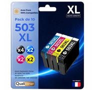 Pack de 10 Cartouches compatible pour Epson 503XL Noir et Couleurs