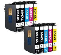 Pack de 10 Cartouches compatible pour Epson 604XL Noir et Couleurs Qualitoner