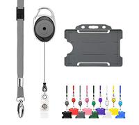 Pack de 10 Lanière rétractable et porte-badge Trio Pack triple de LanyardsTomorrow - L’ensemble comprend des lanières unies, des mousquetons extensibles YoYo et des porte-cartes rigides (Gris)