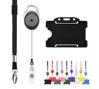 Pack de 10 lanières rétractables et porte-badges Trio Pack triple de LanyardsTomorrow - L’ensemble comprend des lanières unies, des mousquetons extensibles YoYo et des porte-cartes rigides (Noir)