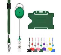 Pack de 10 lanières rétractables et porte-badges Trio Triple Pack de LanyardsTomorrow - L’ensemble comprend des lanières unies, des mousquetons Yoyo rétractables et des porte-cartes rigides (Vert)