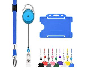 Pack de 10 lanières rétractables et porte-badges Trio Triple Pack de LanyardsTomorrow - L’ensemble comprend des lanières unies, des mousquetons Yoyo rétractables et des porte-cartes rigides (Bleu)
