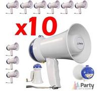 Pack de 10 Mégaphones puissants, compact et léger PARTY-MEGACUP + Mémoire interne avec musique préenregistrée Noir