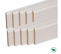 Pack de 10 plinthes bord arrondi médium (mdf) revêtues blanc 2200 x 35 x 10 mm PEFC 70% FORESTEA Dimensions : 2200 mm x 35 mm x 10