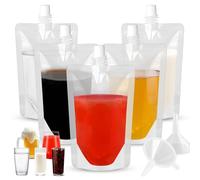 Pack de 10 pochettes de voyage avec entonnoir, poches pour alcool, pochettes réutilisables pour boissons alcoolisées pour adultes, sachets en plastique dissimulables pour liqueur (bouche droite, 500